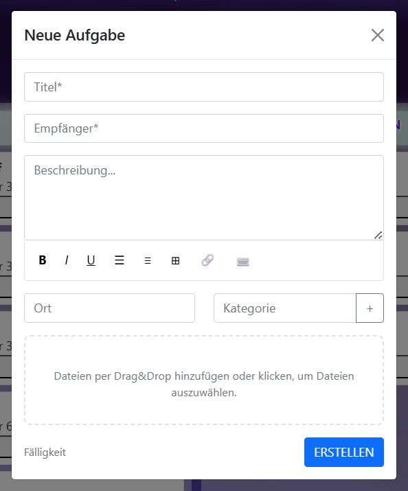 KASManager new task interface